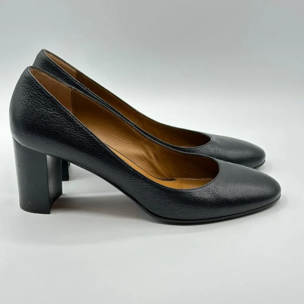 Aquatalia Women's Leather Black Heeled Almond Toe Pumps Size 8.5 - Picture 2 of 9